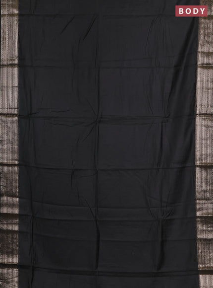 Semi chanderi saree elephant grey and grey with plain body and zari woven border