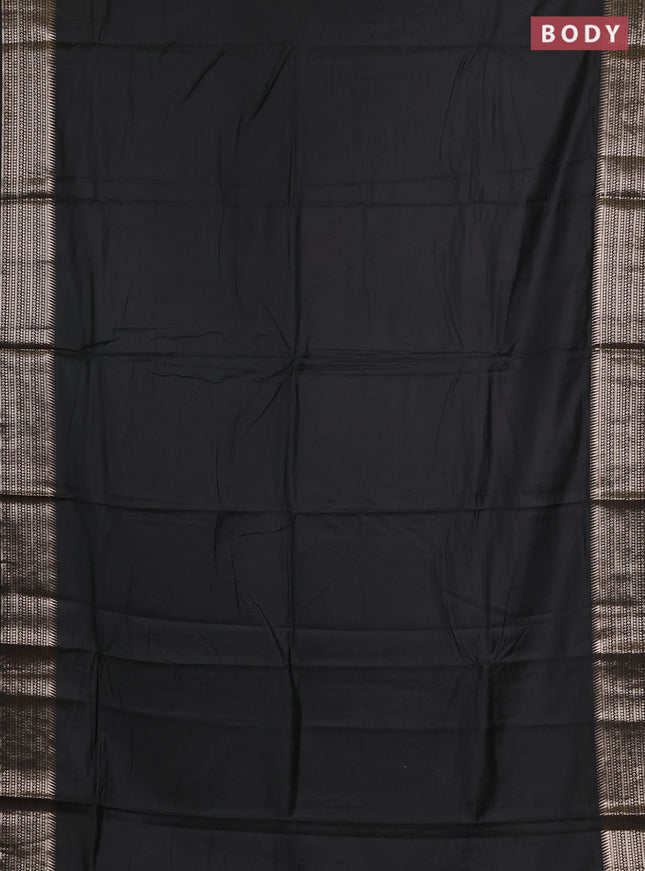 Semi chanderi saree elephant grey and grey with plain body and zari woven border