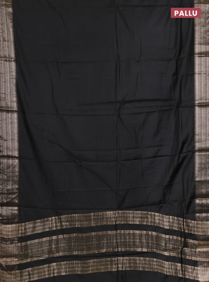 Semi chanderi saree elephant grey and grey with plain body and zari woven border