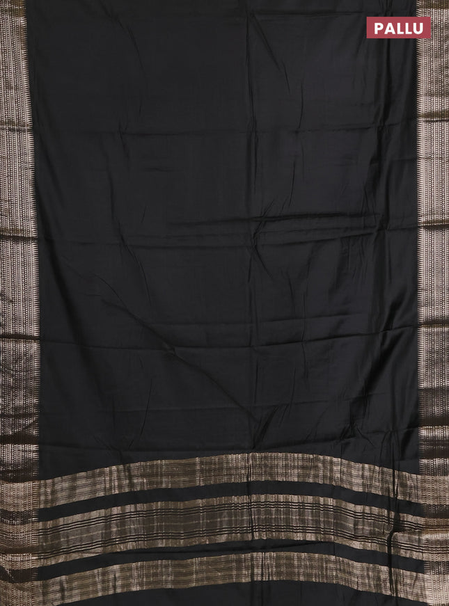 Semi chanderi saree elephant grey and grey with plain body and zari woven border