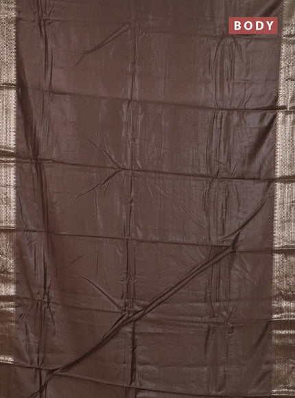 Semi chanderi saree brown and brown with plain body and zari woven border