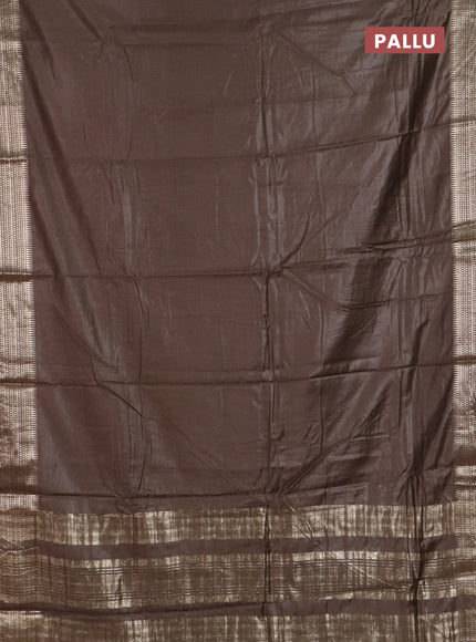 Semi chanderi saree brown and brown with plain body and zari woven border