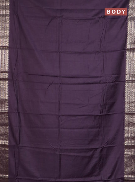 Semi chanderi saree deep purple and purple with plain body and zari woven border
