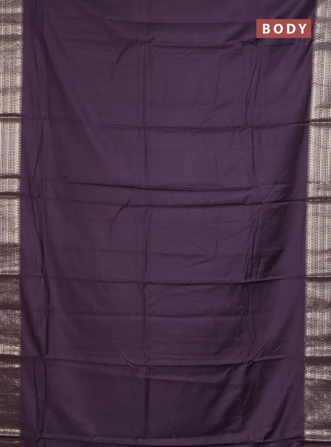 Semi chanderi saree deep purple and purple with plain body and zari woven border