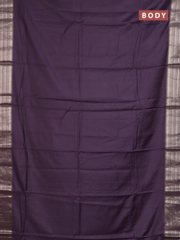 Semi chanderi saree deep purple and purple with plain body and zari woven border