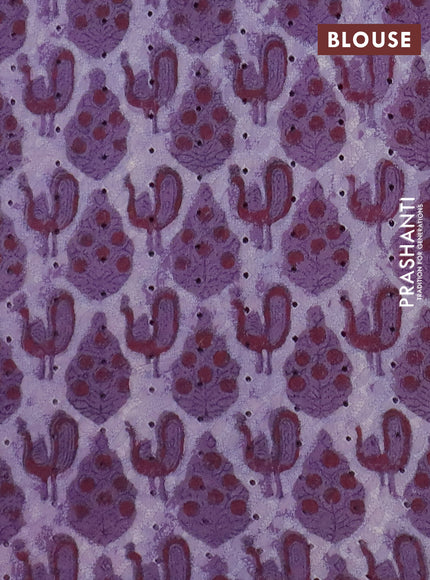 Semi chanderi saree deep purple and purple with plain body and zari woven border