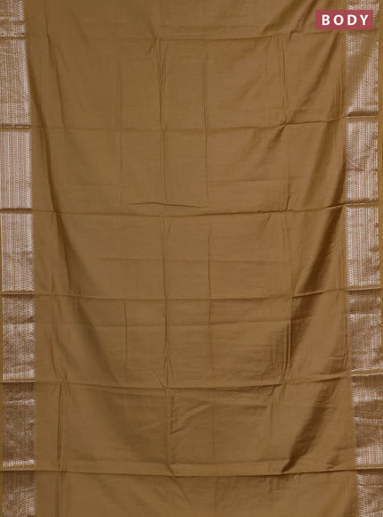 Semi chanderi saree sandal and sandal with plain body and zari woven border