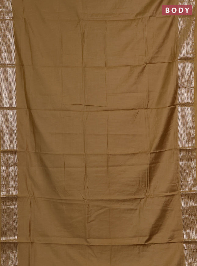 Semi chanderi saree sandal and sandal with plain body and zari woven border