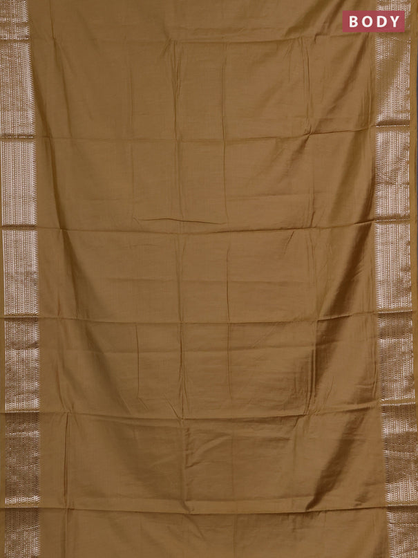 Semi chanderi saree sandal and sandal with plain body and zari woven border