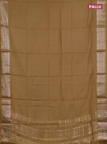 Semi chanderi saree sandal and sandal with plain body and zari woven border
