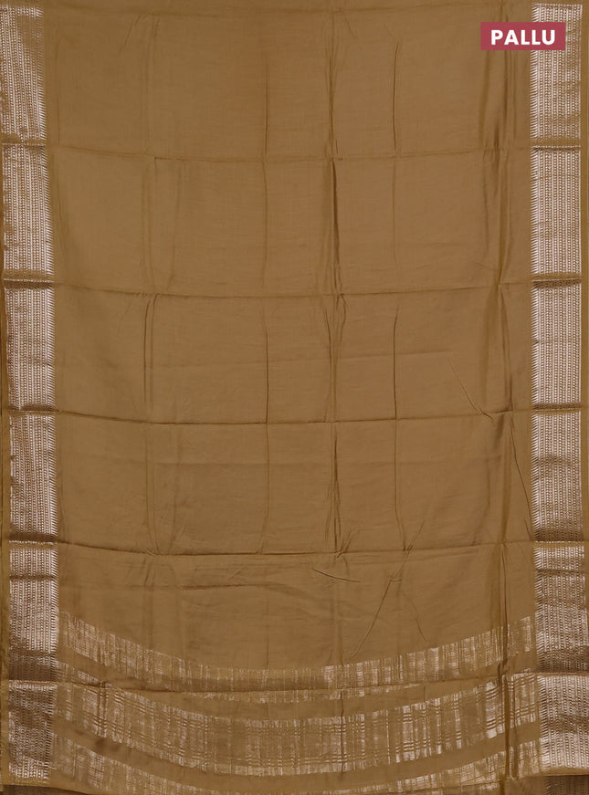 Semi chanderi saree sandal and sandal with plain body and zari woven border