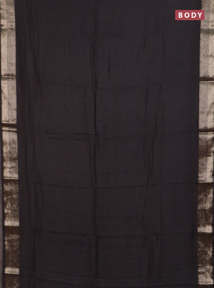 Semi chanderi saree coffee brown and beige with plain body and zari woven border