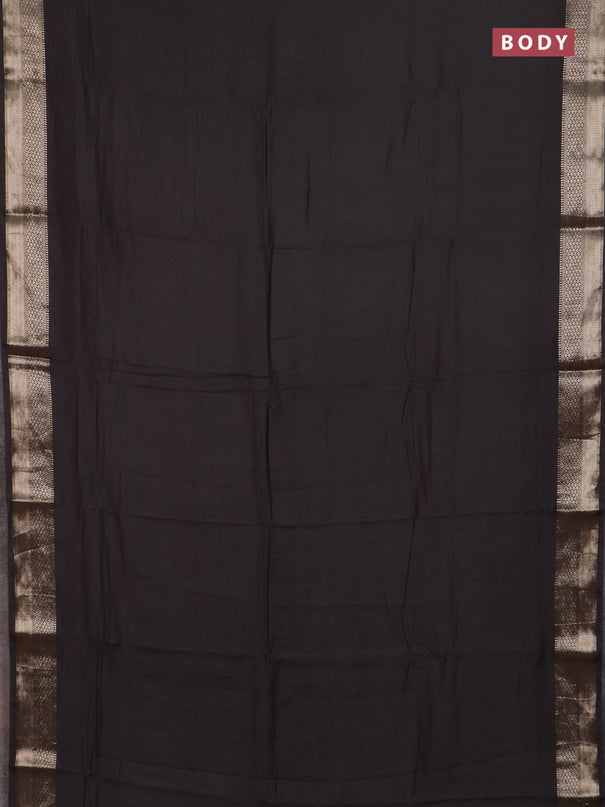 Semi chanderi saree coffee brown and beige with plain body and zari woven border