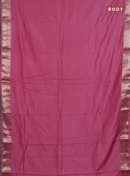 Semi chanderi saree mauve pink and beige with plain body and zari woven border