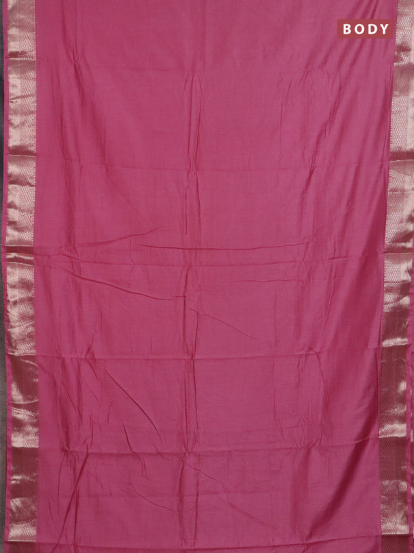 Semi chanderi saree mauve pink and beige with plain body and zari woven border