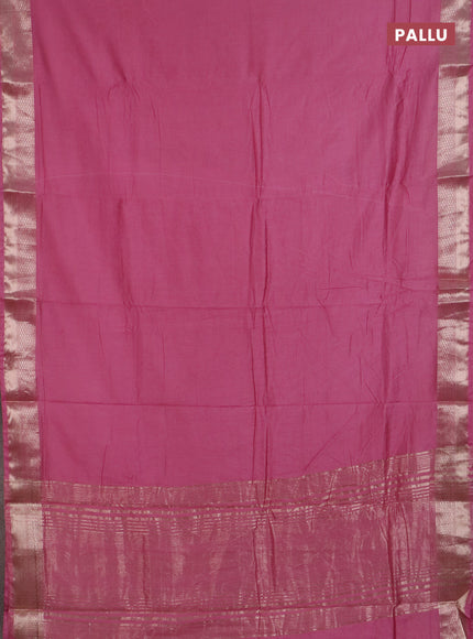 Semi chanderi saree mauve pink and beige with plain body and zari woven border