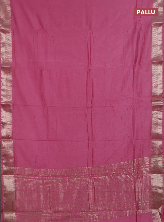Semi chanderi saree mauve pink and beige with plain body and zari woven border