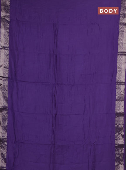 Semi chanderi saree lavender and beige with plain body and zari woven border