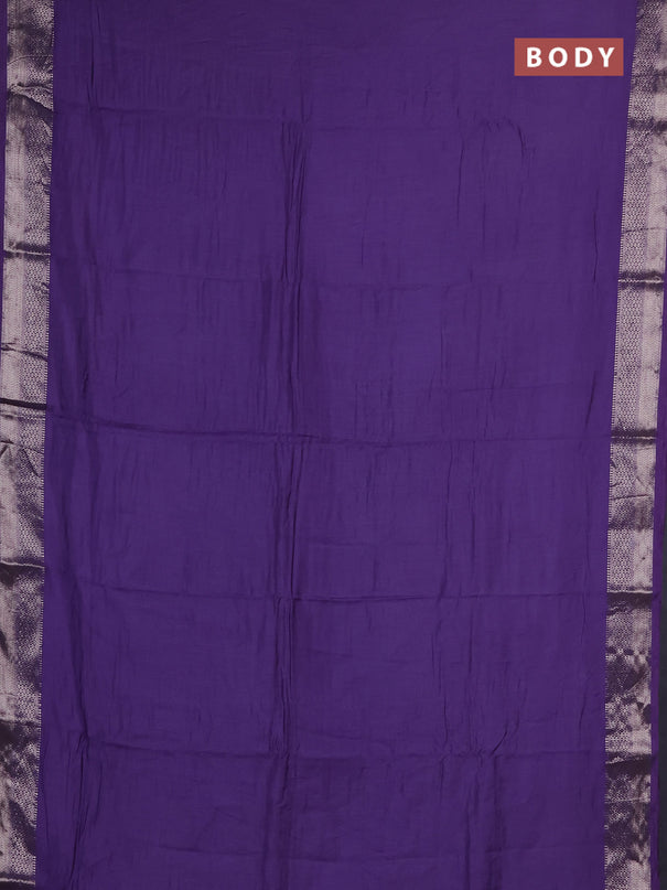 Semi chanderi saree lavender and beige with plain body and zari woven border