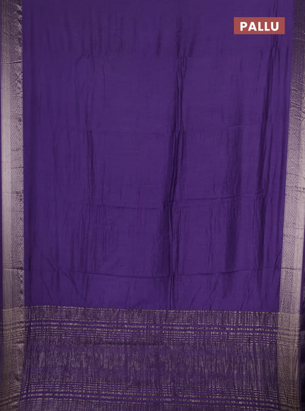Semi chanderi saree lavender and beige with plain body and zari woven border