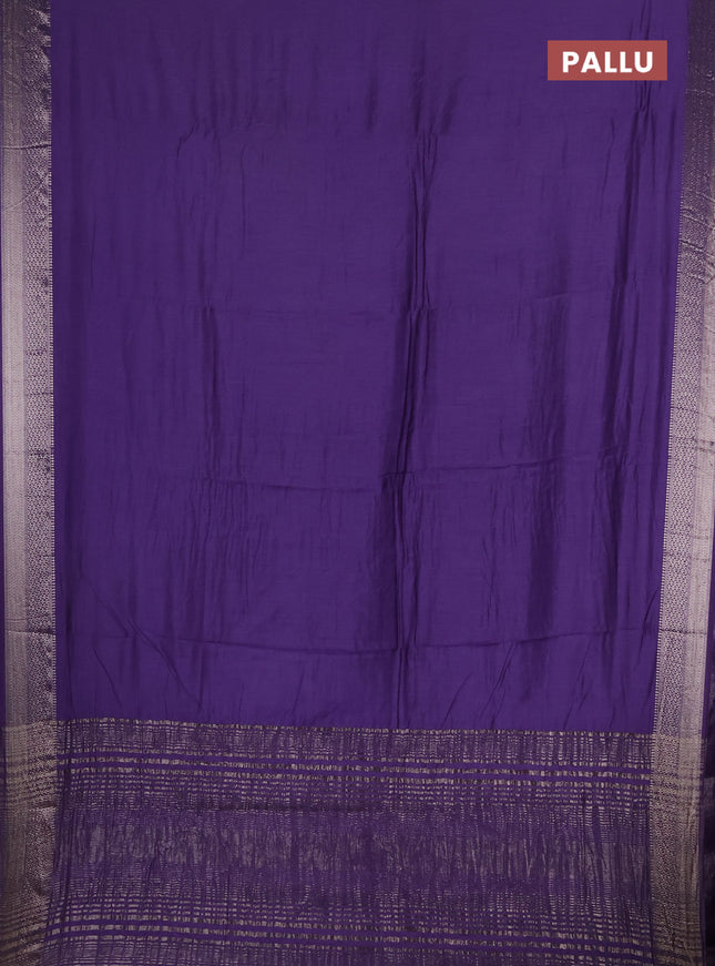 Semi chanderi saree lavender and beige with plain body and zari woven border