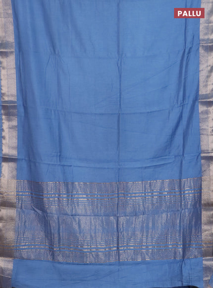 Semi chanderi saree pastel blue and beige with plain body and zari woven border