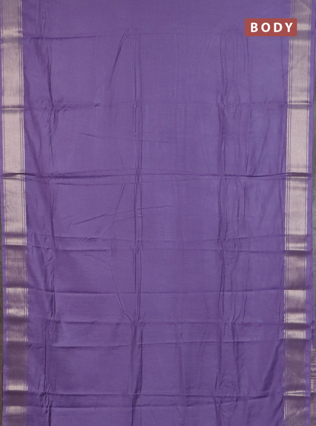 Semi chanderi saree lavender and beige with plain body and zari woven border