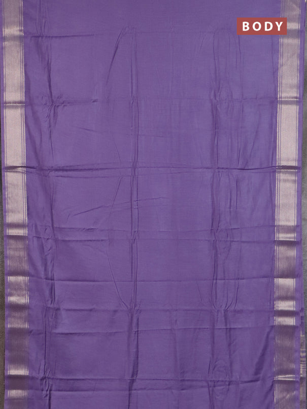 Semi chanderi saree lavender and beige with plain body and zari woven border
