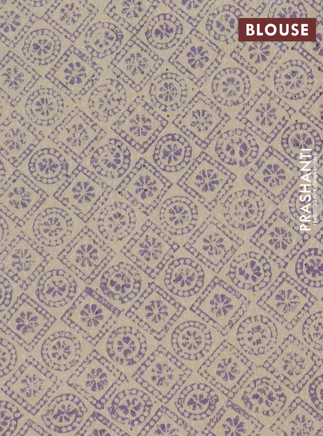 Semi chanderi saree lavender and beige with plain body and zari woven border