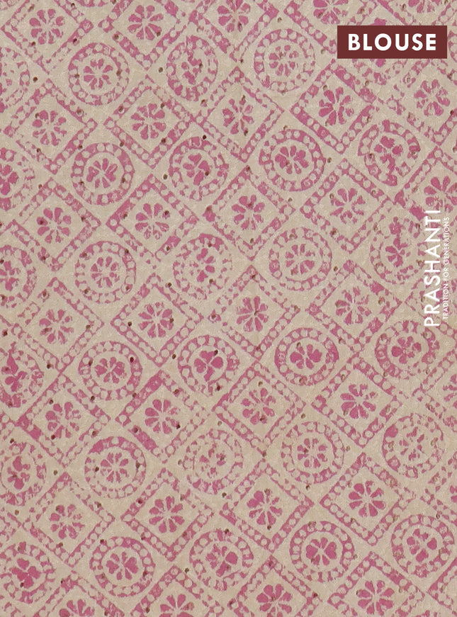 Semi chanderi saree mauve pink and beige with plain body and zari woven border