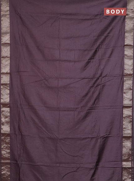 Semi chanderi saree wine shade and beige with plain body and zari woven border