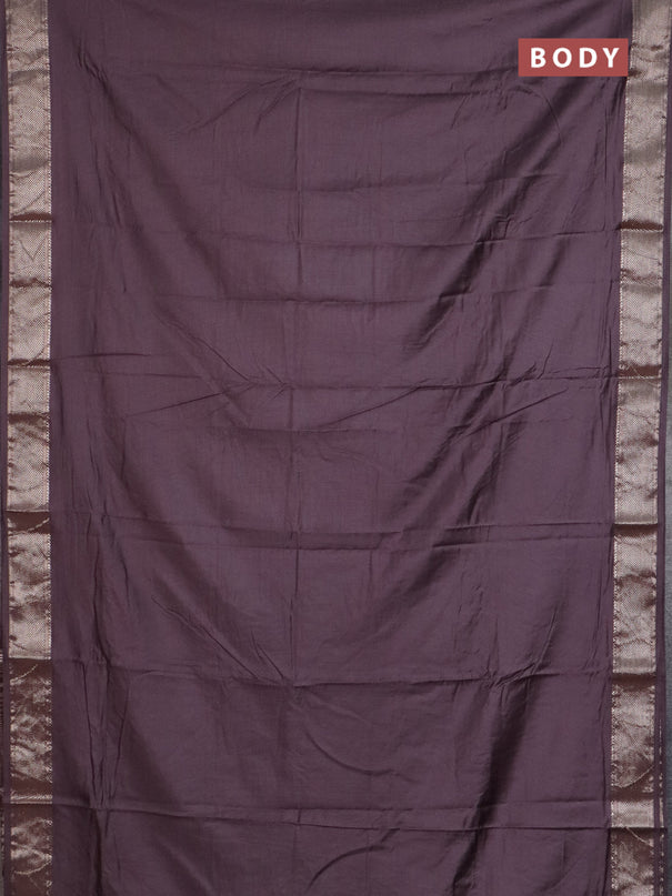 Semi chanderi saree wine shade and beige with plain body and zari woven border