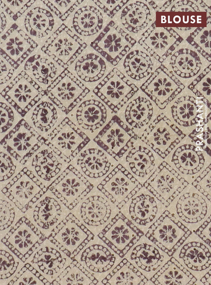Semi chanderi saree wine shade and beige with plain body and zari woven border