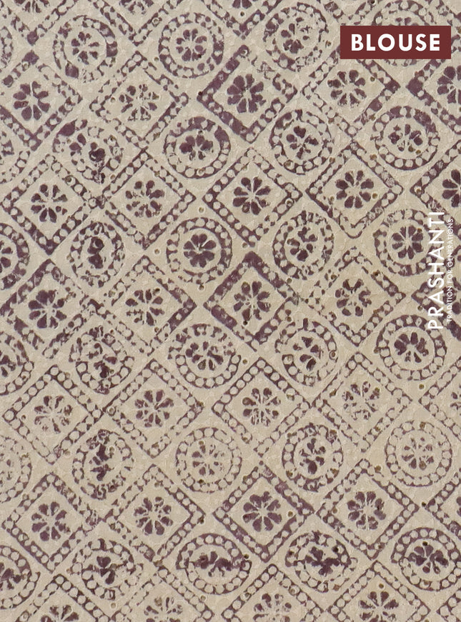 Semi chanderi saree wine shade and beige with plain body and zari woven border
