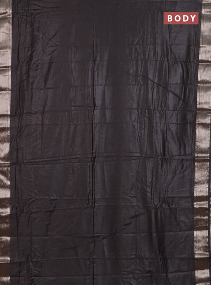 Semi chanderi saree coffee brown and beige with plain body and zari woven border