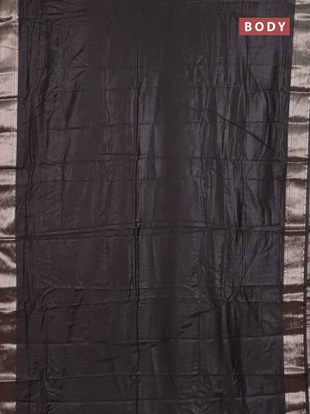 Semi chanderi saree coffee brown and beige with plain body and zari woven border