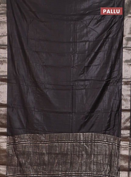 Semi chanderi saree coffee brown and beige with plain body and zari woven border