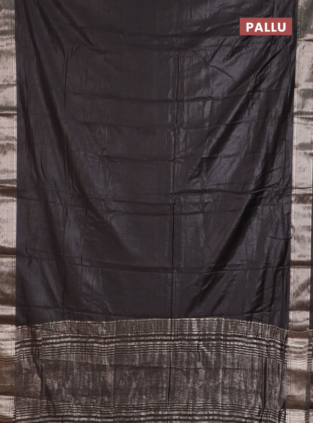 Semi chanderi saree coffee brown and beige with plain body and zari woven border