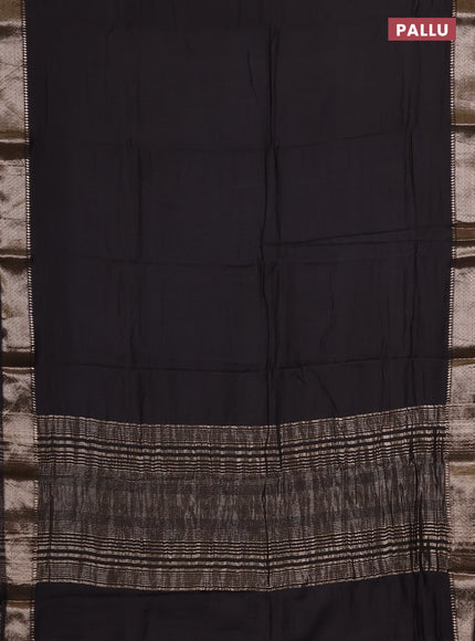 Semi chanderi saree coffee brown and beige with plain body and zari woven border