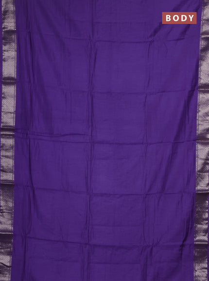 Semi chanderi saree lavender and beige with plain body and zari woven border