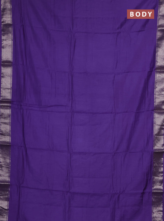 Semi chanderi saree lavender and beige with plain body and zari woven border