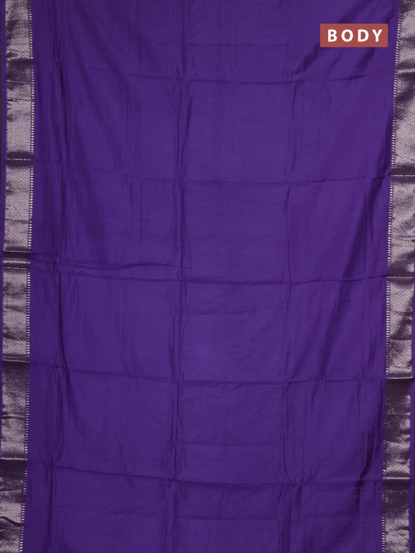 Semi chanderi saree lavender and beige with plain body and zari woven border