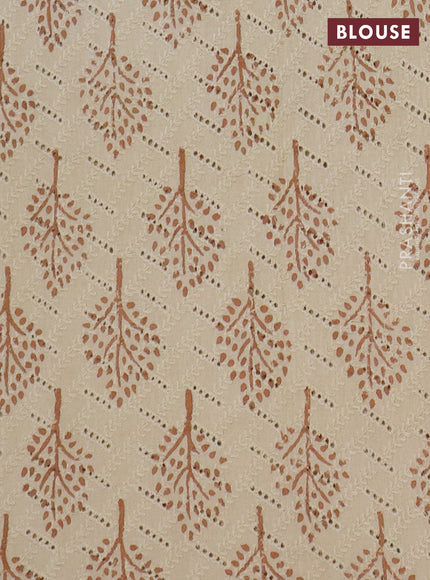 Semi chanderi saree sandal and beige with plain body and zari woven border