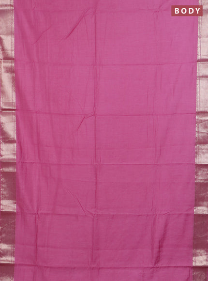 Semi chanderi saree mauve pink and beige with plain body and zari woven border