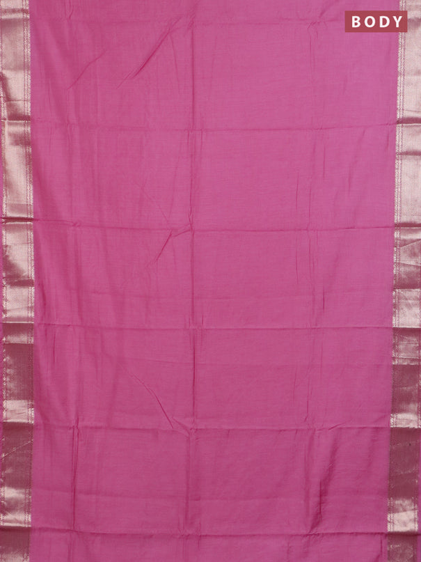 Semi chanderi saree mauve pink and beige with plain body and zari woven border