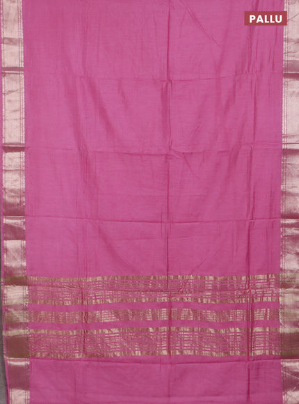 Semi chanderi saree mauve pink and beige with plain body and zari woven border