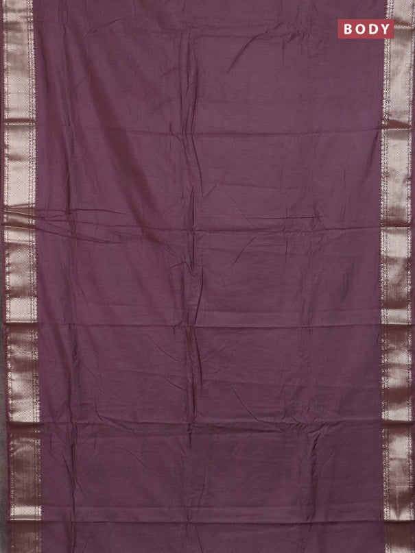 Semi chanderi saree rosy brown and beige with plain body and zari woven border