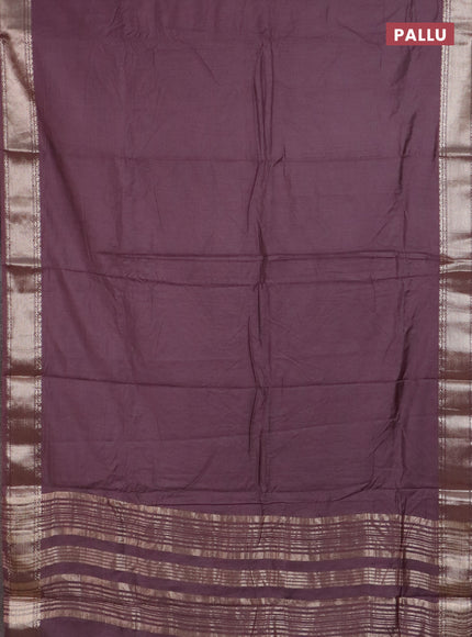 Semi chanderi saree rosy brown and beige with plain body and zari woven border