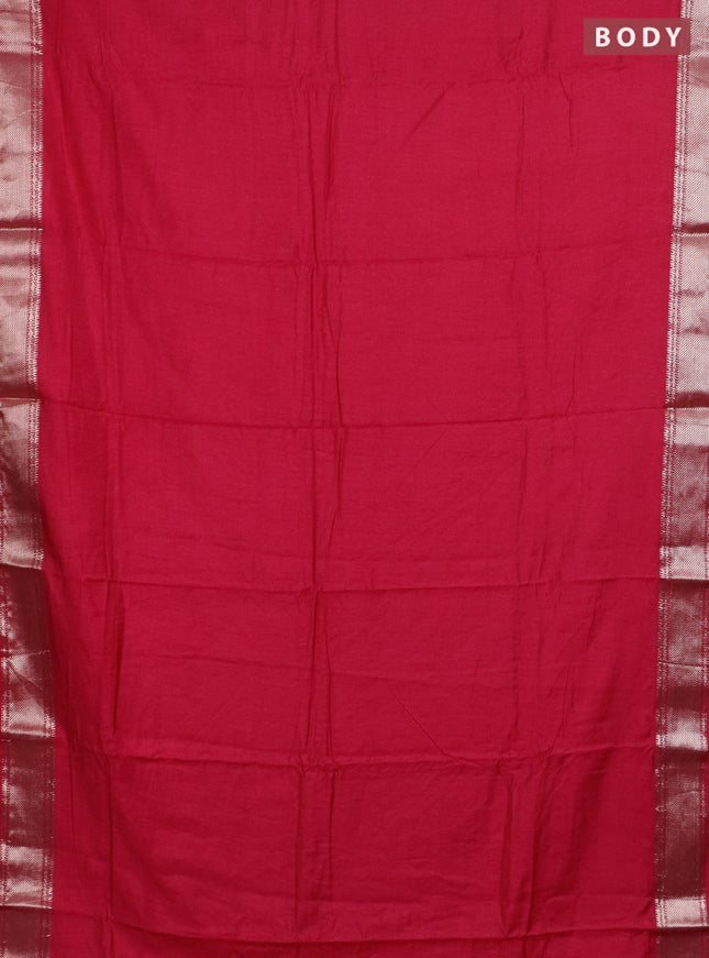 Semi chanderi saree peach pink and beige with plain body and zari woven border