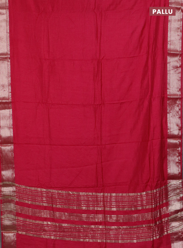 Semi chanderi saree peach pink and beige with plain body and zari woven border